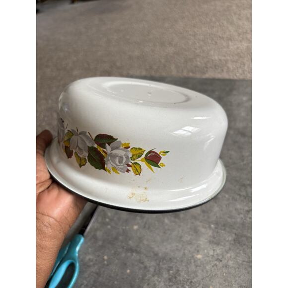 Vtg Floral Enamelware Sauce Pot w Lid 1 Qt./4 cups 1970’s - Picture 12 of 12